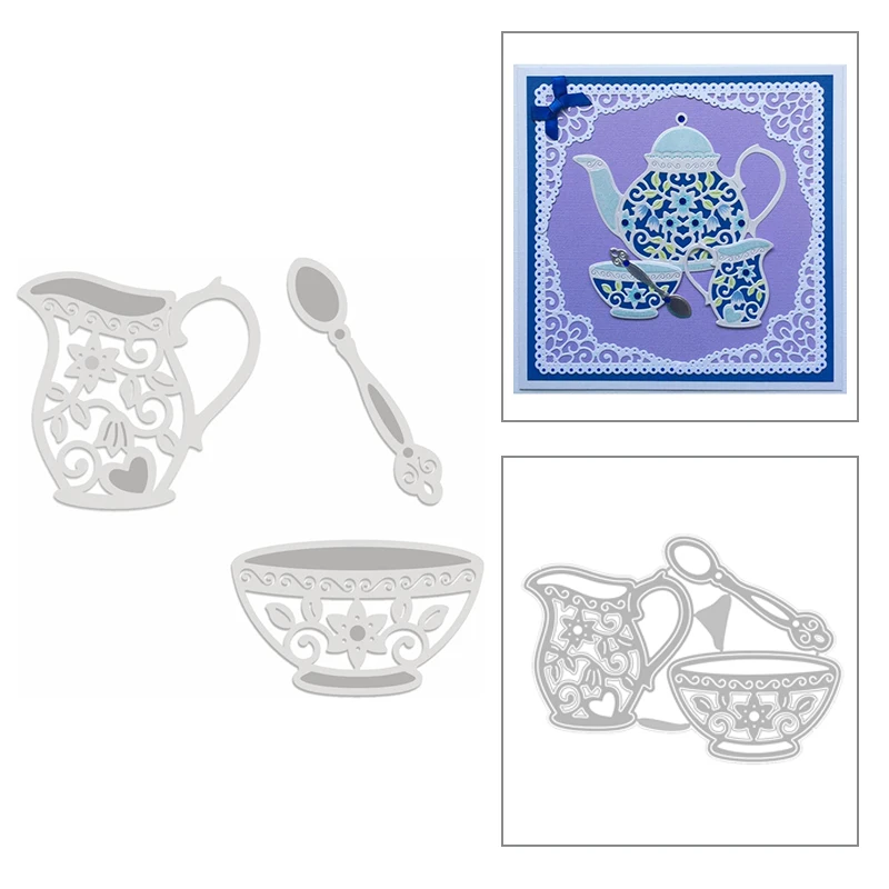 2020 Новый Чай вечерние металлический Трафаретный вырубной штамп горшок чашка и