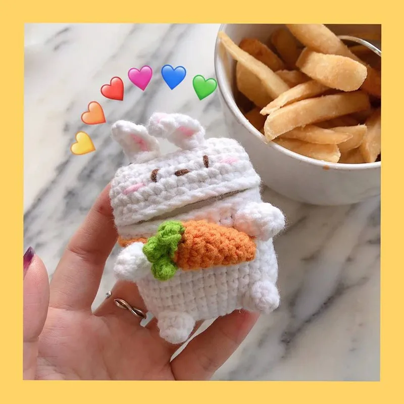 

Cute Rabbit Knitted Plush Protective Cover for Apple Airpods 2 1 Case Headphone Box Protective Cover for Apple Airpods Pro