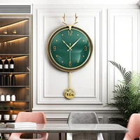 creative nordic wall clock big size deer pendulum golden luxury living room modern design wall clock horloge home decor dl60wc