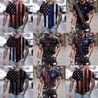 Футболка мужская с принтом американского флага, модная винтажная ретро-футболка, спортивная летняя одежда для отдыха