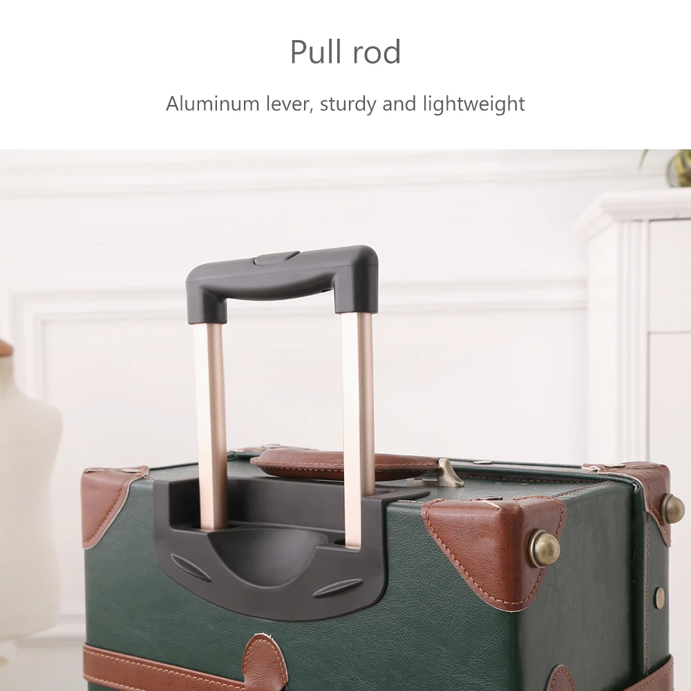 Темно зеленый винтажный чемодан 20 &quot 26&quot Дорожный из искусственной кожи