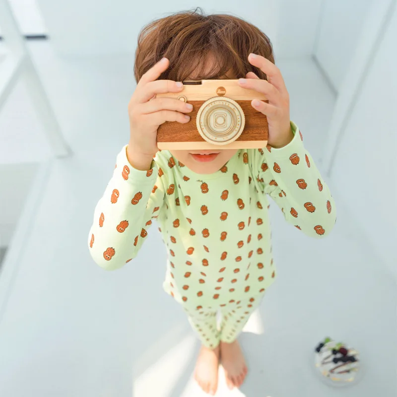 Осенне-зимняя коллекция 100% года хлопковая одежда для сна маленьких мальчиков и