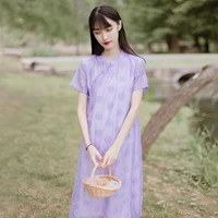 summer new dress womens chinese style cheongsam jacquard a line cheongsam dress loose daily fairy dress dress elegant