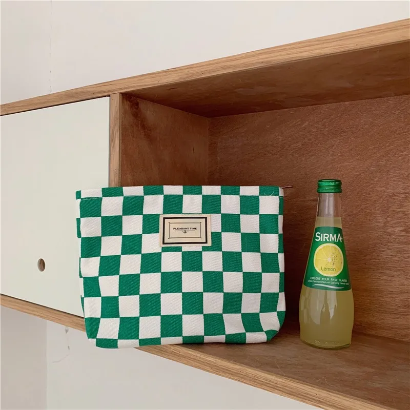 

Классическая клетчатая искусственная маленькая сумка, большая сумка-Органайзер для макияжа, дорожные женские сумки для туалетных принадле...