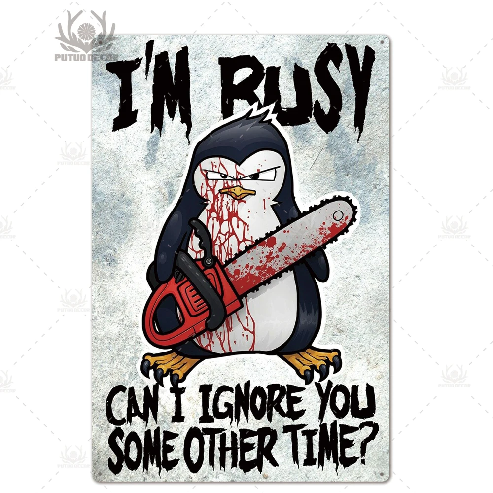 TH3021 Crazy Penguin металлический плакат Забавный металлический оловянный знак железная Живопись Домашний Декор декоративная металлическая тарелка Настенный декор - Цвет: TH3021