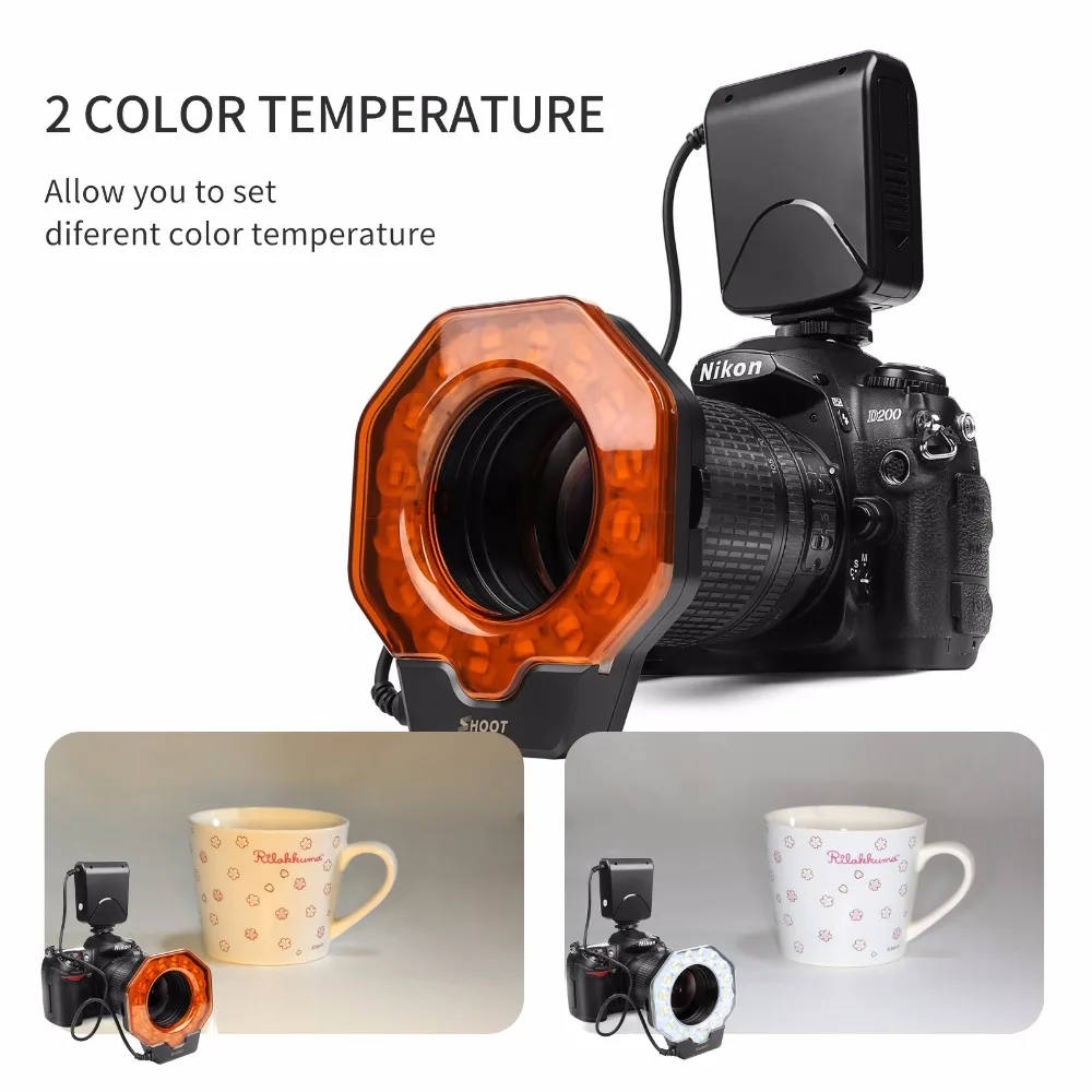 Съемка макро светодиодный кольцевой светильник Вспышка Speedlite с переходное