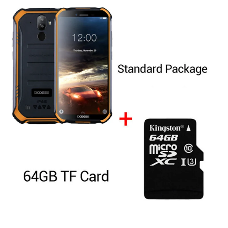 Orange N 64GB Card DOOGEE S40 4GNetwork прочный мобильный телефон 5,5 дюймов Дисплей 4650 мА/ч, MT6739 4 ядра, 3 Гб оперативной памяти, Оперативная память 32GB Встроенная память Android 9,0 8.0MP IP68/IP69K - Цвет: Orange N 64GB Card