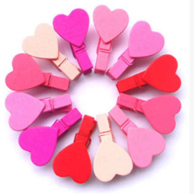 12 шт. красные розовые деревянные зажимы с милыми сердечками фотобумага открытка