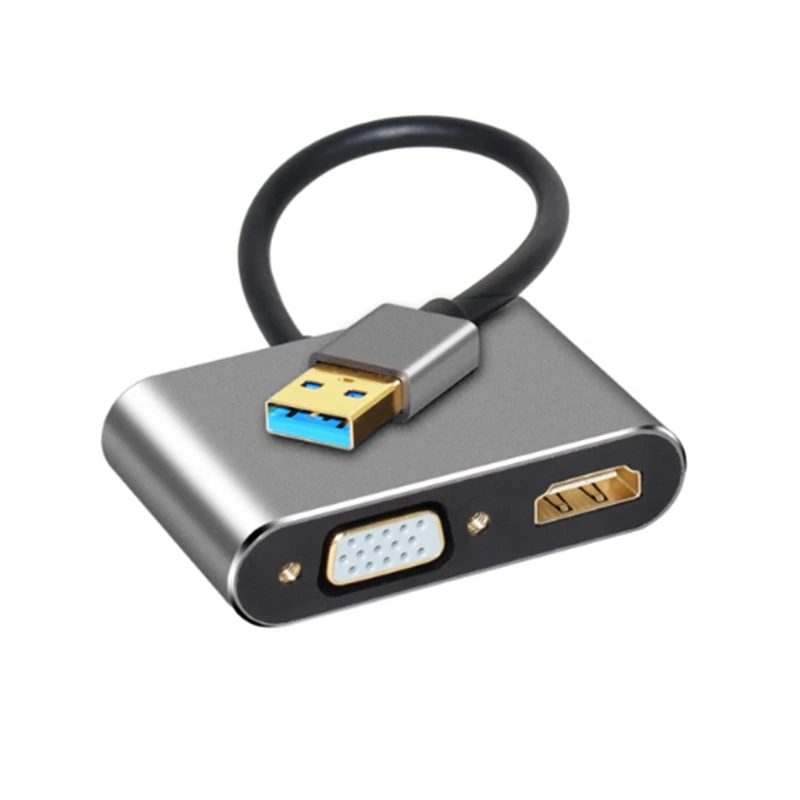 Переходник 2 в 1 с USB 3 0 на HDMI + VGA адаптер для HDTV док-станция ПК-проектора |
