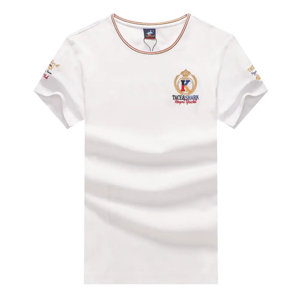 Мужская футболка с короткими рукавами Tace & Shark Повседневная из 100% хлопка вышивкой