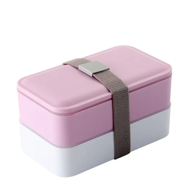 MICCK японский Ланч-бокс набор двухслойный Bento box с миской для супа портативный Термоизолированный контейнер для еды Microwavable - Цвет: Pink Lunch box