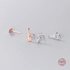 LKO Настоящее серебро 925 пробы модные асимметричные серьги-гвоздики с кристаллами и гитарой для женщин вечерние свадебные украшения ушные шпильки