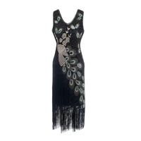 the 1920s vintage retro sequined dress fringed peacock nail bead fashion banquet dress flapper dress