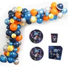 Принадлежности для вечерние в космосе, детская одноразовая посуда на день рождения, набор тарелок, подвеска в виде космонавта и планеты Banner, Декор