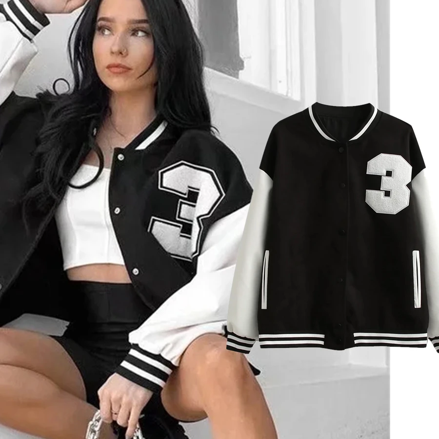 

Withered Winter Bomber Jacket Women Ins Fashion Blogger Vintage Oversize Boyfriend Letter Embroidery Wollen Short Jacket Women