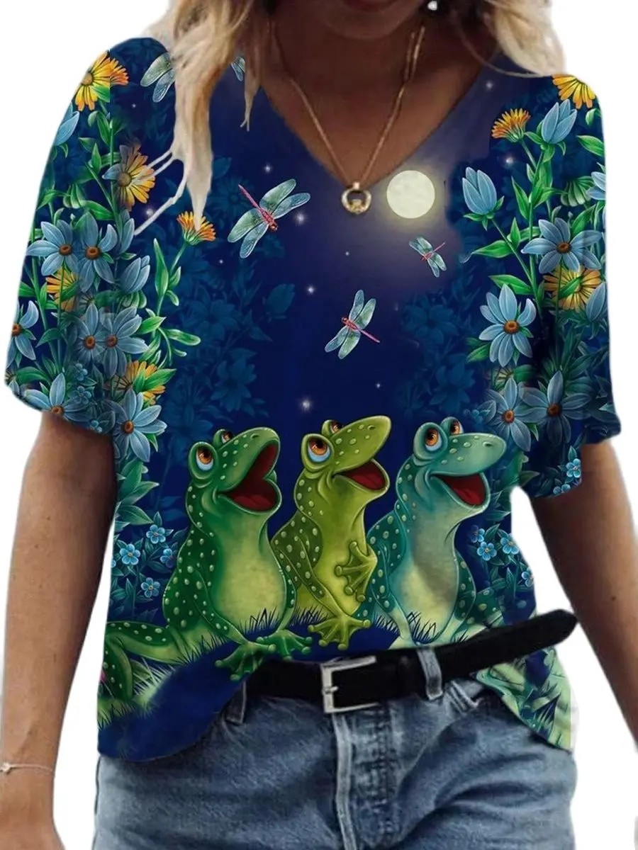 

Summer Women Clothing 2021 Oversize Short Sleeve Loose Floral Casual T-Shirt Female Butterfly Print Ladies Top Plus Size Tee New