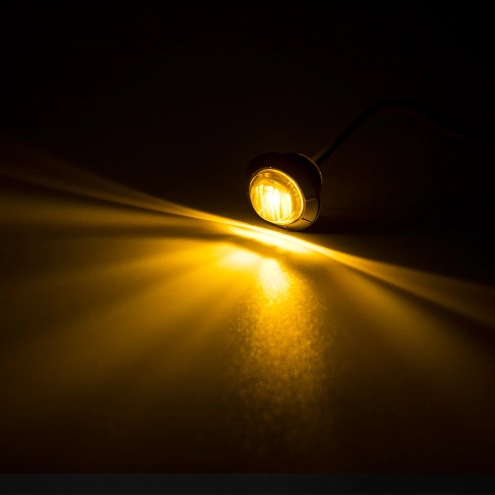 

10x Amber 24V Round 3 LED 3/4" Sealed Light Side Marker Turn Signal Indicators Lamp Truck Trailer Tractors Lorry Bullet