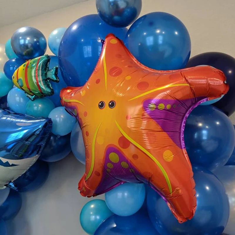 

Ocean world Theme Under The Sea animal Dark Blue balloons Garland Kit Birthday Party Decorations Kids baby shower party 101Pcs
