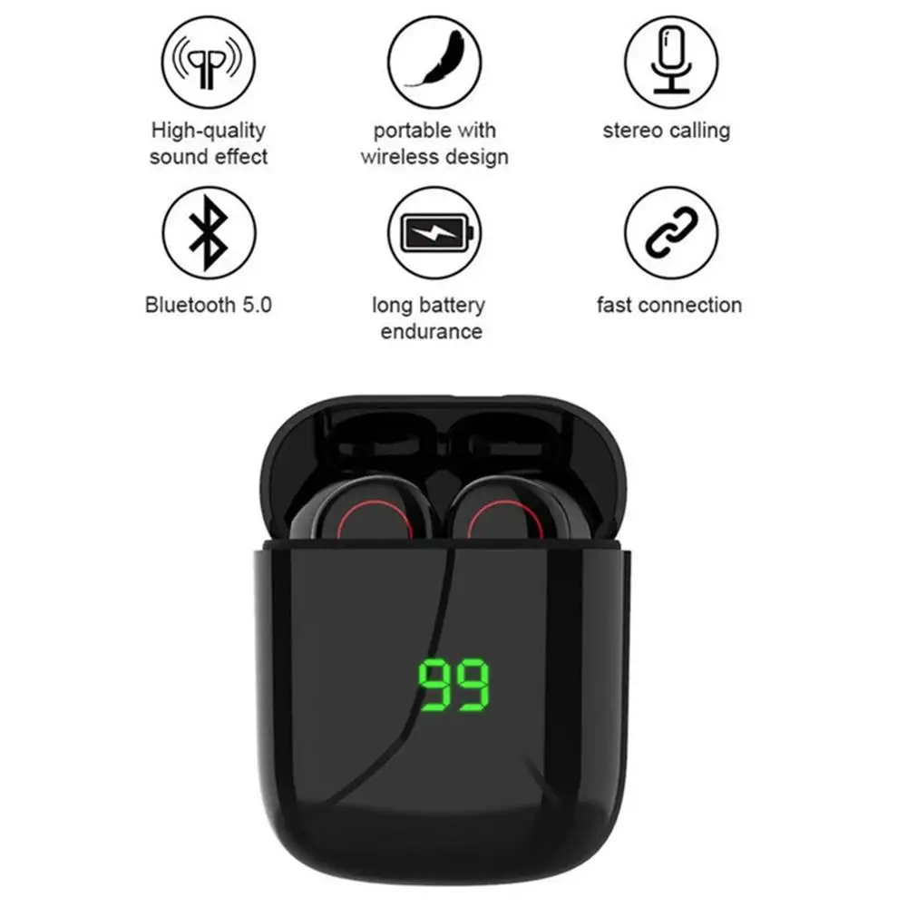 

Bluetooth Headset Noise Reduction Stereo LED Digital Display Sports Headset 5.0 Bluetooth Earphone