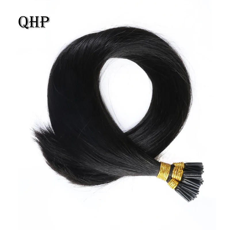 QHP волосы прямые машины сделаны Волосы remy наращивание 0,8 г/шт. 50 шт./компл. прямые кератиновые человеческих волос для наращивания волос
