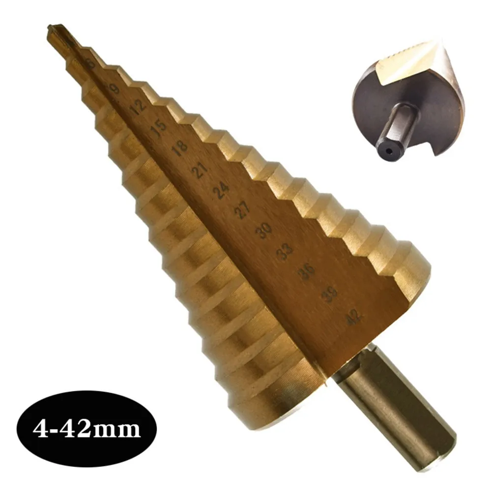 

4-42mm Step Drill Bit HSS Steel Titanium Cone Bit Hole Woodworking Tools Metal Cutter Drilling Tool Core Drill Bit Set