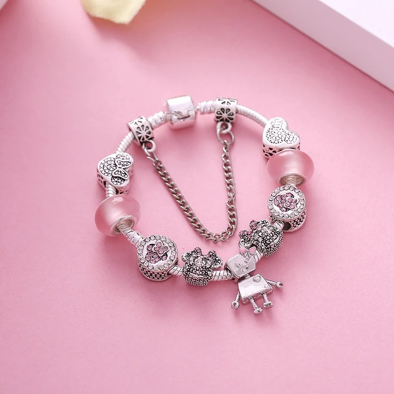 TOGORY Little Bella очаровательные браслеты для женщин с мультяшными бусинами изящные браслеты Сделай Сам ювелирные изделия с кристаллами Pulseras горячая распродажа