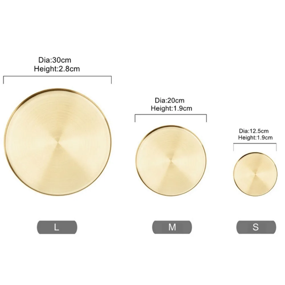 Скандинавские круглые лотки для хранения из нержавеющей стали золотой цвет