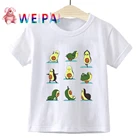 Новинка 2020, корейские милые футболки для маленьких мальчиков с авокадо, футболки для малышей с милым мультяшным рисунком, летние маленькие свежие Топы в стиле Харадзюку для девочек, Tumblr