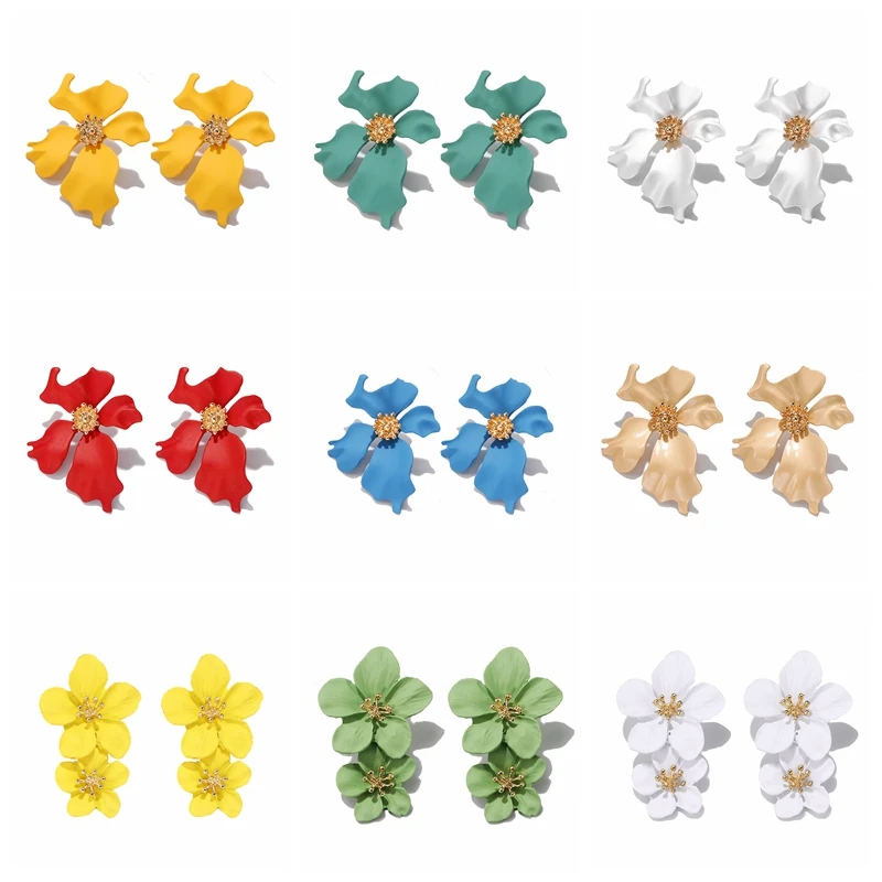 Новинка 2019 корейский дизайн Серьги с большим цветком модное ювелирное изделие