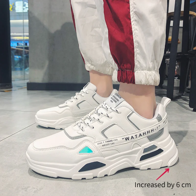 

Мужские Нескользящие кроссовки, белые спортивные туфли размером 6 см, лето 2021