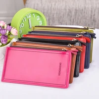 double zipper womens wallet long hasp thin multi card holder female solid color letter coin purses clutch phone bag money clip