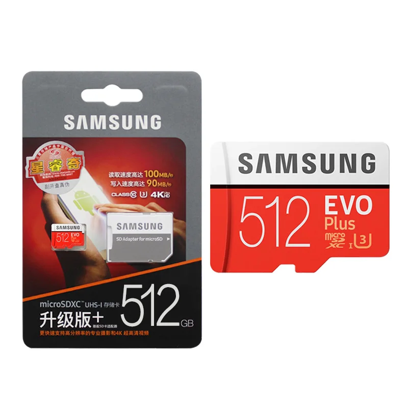 Original SAMSUNG EVO Plus 512GB Micro SD Card U3 Flash Cards SDXC Max 100MB/s TF Card 512gb Trans Flash Card Memory Card