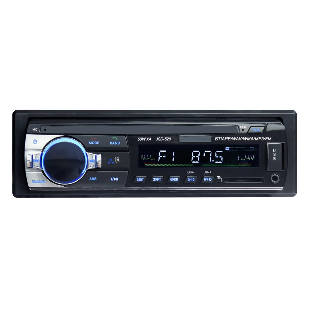 JSD520 ISO автомобильный радиоприемник цифровой Bluetooth MP3 60Wx4 FM аудио с входом AUX |