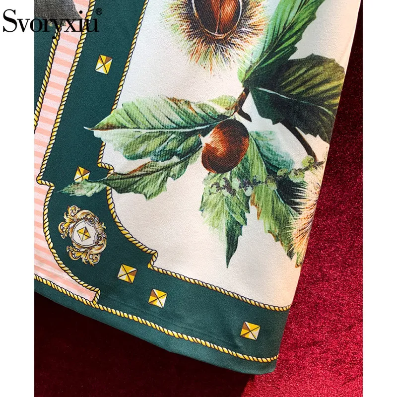 

Svoryxiu Designer Summer Loose Short Dress Women's Short Sleeve Crystal Diamond Chestnut Print Fashion Mini Dresses Vestdios