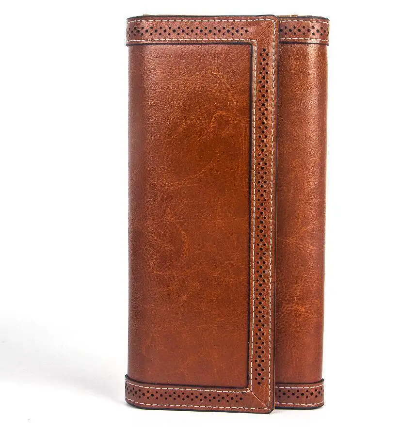 Brown Новые женские кошельки из натуральной кожи, женские кожаные кошельки, роскошные дизайнерские женские кошельки с длинным карманом для телефона, Дамские кошельки - Цвет: Brown