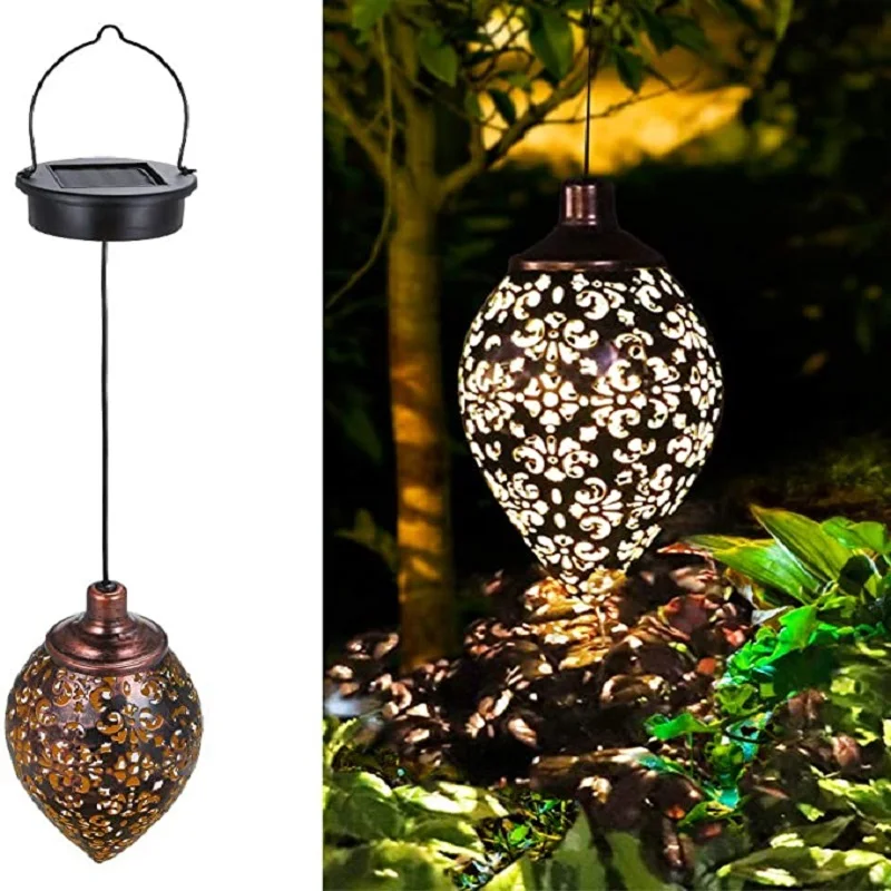 Waterproof Solar Chandelier solar garden light LED Lantern Hanging Outdoor solar Lamp Olive Shape Solar Powered lamp