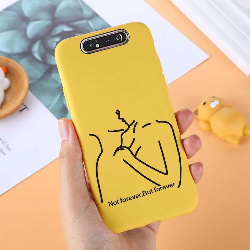 033 Yello ТПУ чехол для samsung Galaxy A80 силиконовый милый для samsung задняя крышка A 80 A805F A50 A70 A10 A20 A10S A40 протектор черный - Цвет: 033