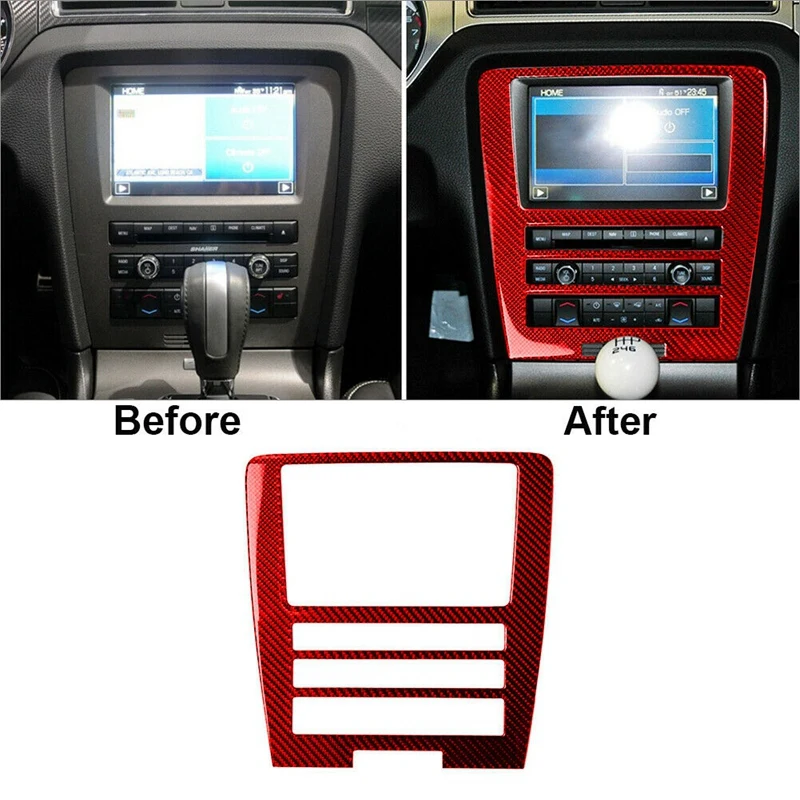 

Автомобильные красные наклейки из углеродного волокна для внутренней отделки CD-дисков, декоративные наклейки для Ford Mustang 2009-2013