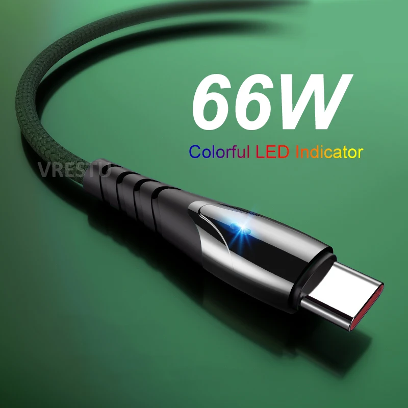 

66W 6A USB Type C Super Charge Cable for Huawei P50 Pro Mate 40 Pro Honor Fast Chage for OPPO Find ACE VOOC Realme Dart 50W 65W