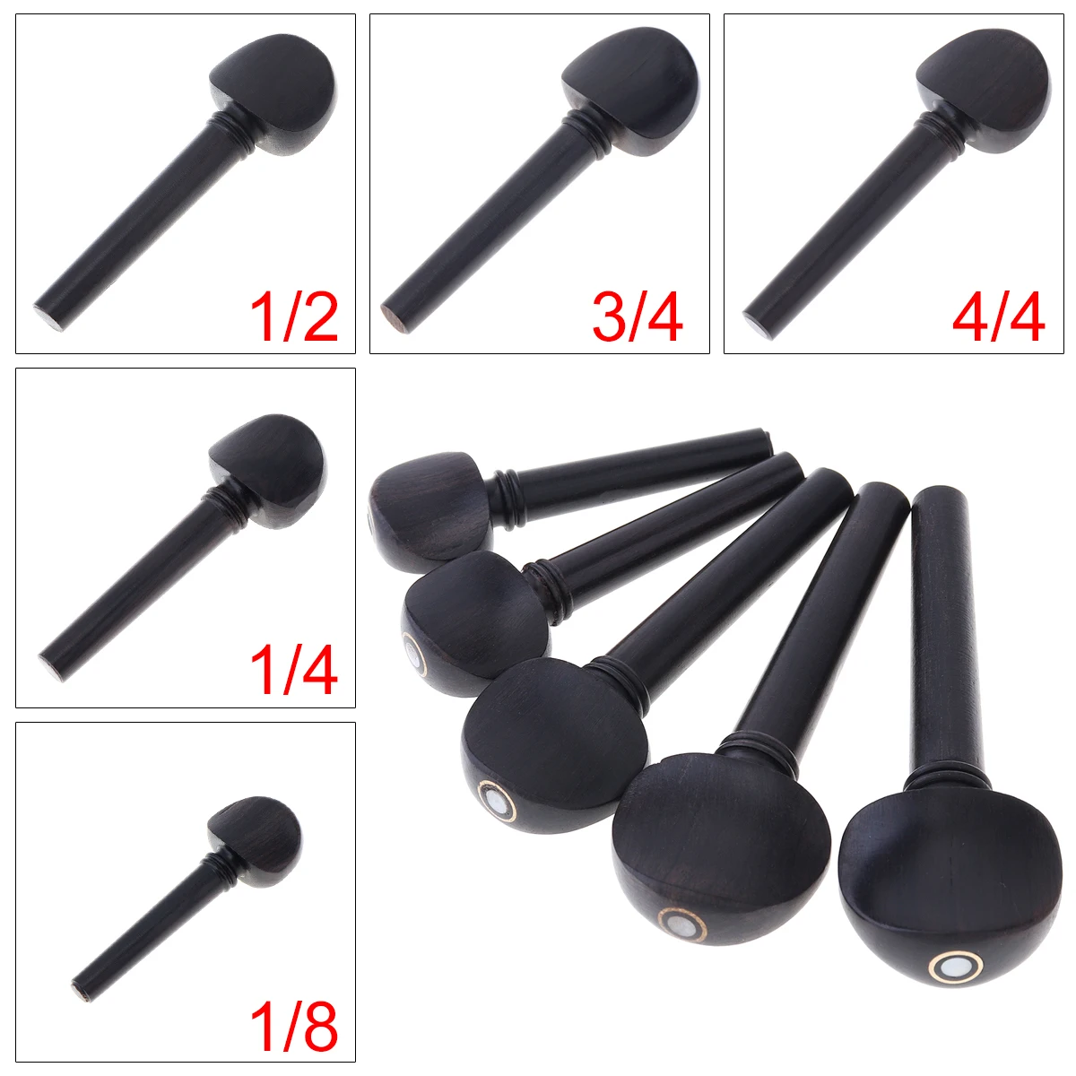 

Ebony Wood Violin Tuning Peg with 5 Different Size Suitable for 1/8 & 1/4 & 1/2 & 3/4 & 4/4 Violin 50 To 65mm Violin Accessories