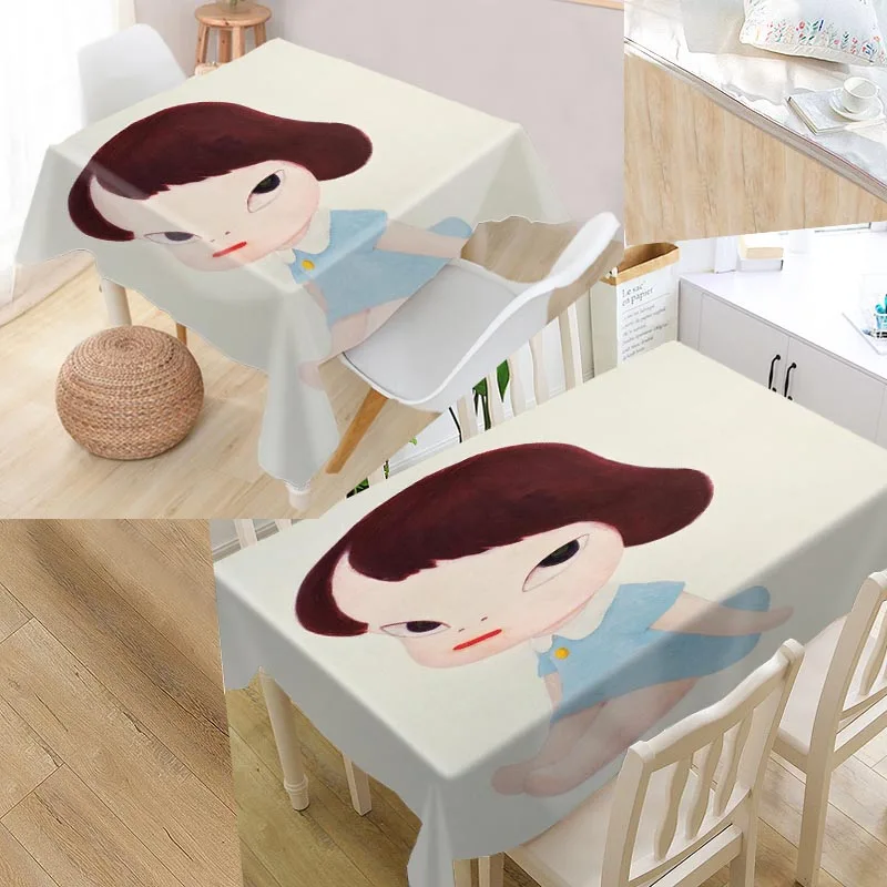 

Nara Yoshitomo Custom Table Cloth Oxford Fabric Rectangular Waterproof Oilproof Table Cover Family Party Tablecloth