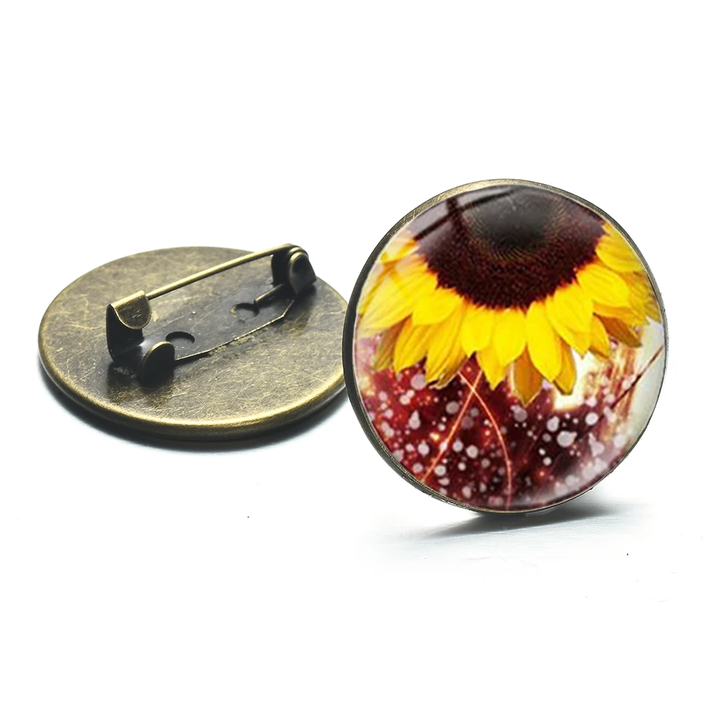 Rainbow Seven Color Flowers Brooch Hope Symbol Sunflower Art Bronze Plated Brooches Women Lucky Dress Handbag Accessories | Украшения и