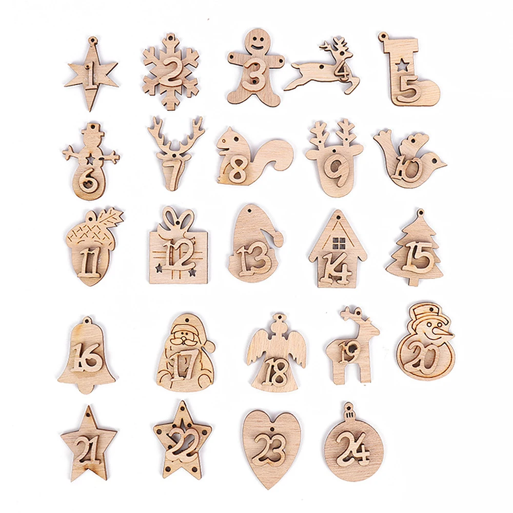 

24 цифры «сделай сам», Рождественский календарь, деревянная подвеска, рождественские подарочные пакеты, цифры, этикетки, календарь, обратный отсчет, подвесные бирки