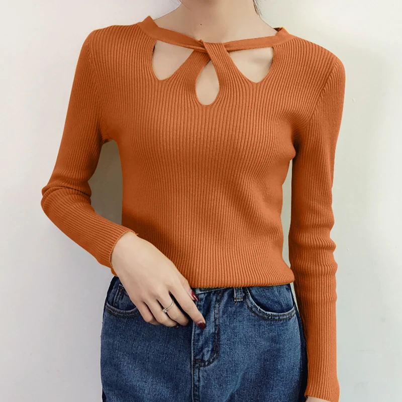 Женский свитер Зимний вязаный корейский стиль женский с v-образным вырезом