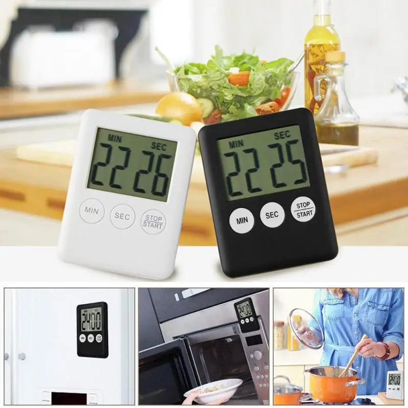 

1 Pcs Large Magnetic LCD Digital Kitchen Countdown Timer Stopwatch Alarm With Stand Kitchen Timer Practical Cooking Alarm Clock