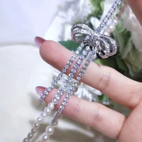 30x100mm womens high qualit bow cz inlaid pearl bracelet buckle necklace buckle sweater chain connection buckle
