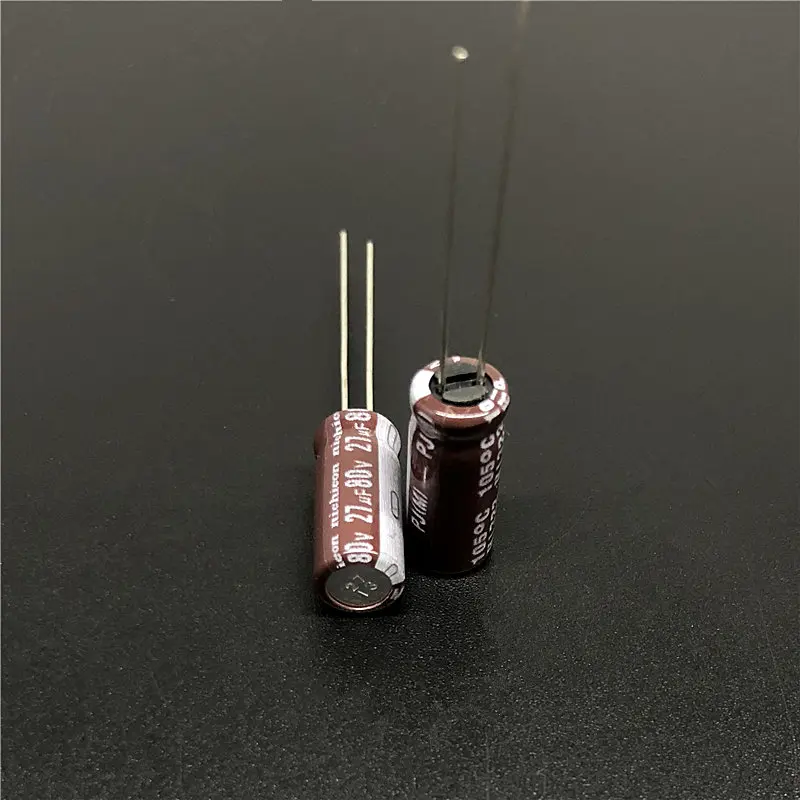 

10Pcs/100Pcs 27uF 80V NICHICON PJ 6.3x15mm 80V27uF Replace 63V27uF Low Impedance Long Life capacitor