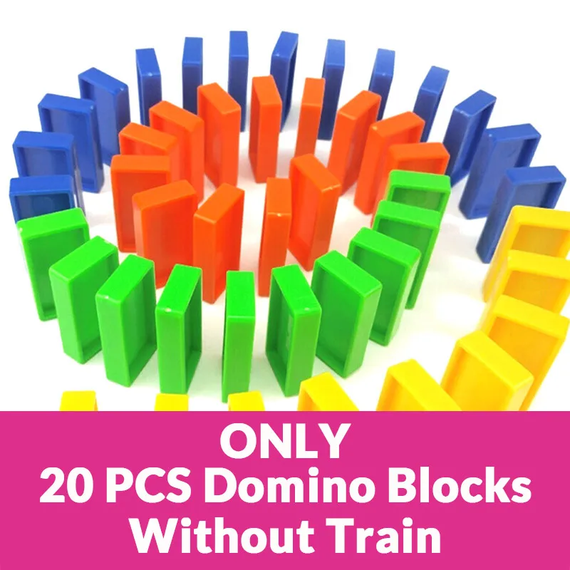 Only 20 pcs blocks Моторизованный вагон Домино Набор для установки блоков Лифт трамплин мост набор красочные Кирпичи пластиковая игрушка подарок для детей - Цвет: Only 20 pcs blocks