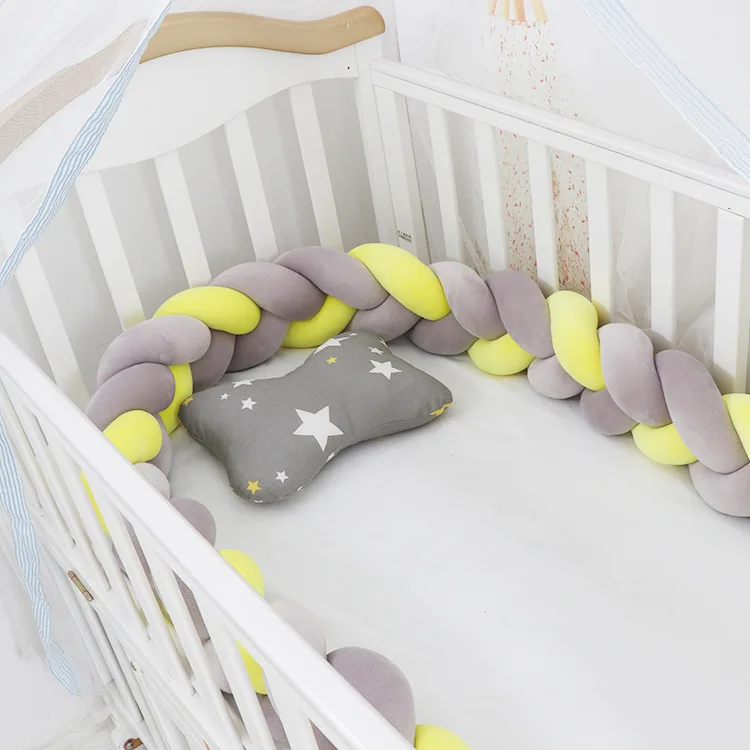 Gray Gray Yellow 3M детский бампер кровать плетеная кроватка бамперы для мальчиков девочек Младенческая защита для кроватки бампер Тур де ЛИТ Bebe Tresse декор комнаты - Цвет: Gray Gray Yellow
