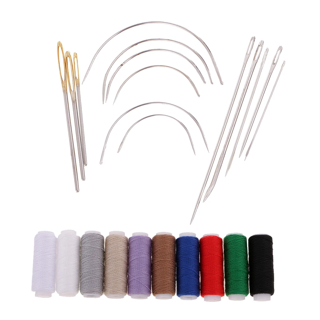 Strong 10 Colors Sewing Thread Set for Hand Quilting Embroidery Leather Crafts Repair kit with Curved Upholstery Needles | Дом и сад